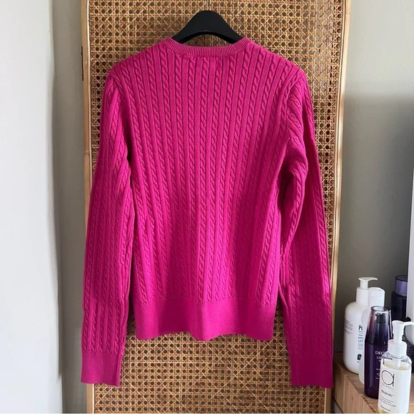 Polo by Ralph Lauren Girl’s Mini Cable Knit Cotton Cardigan - College Pink XL - Picture 2 of 7